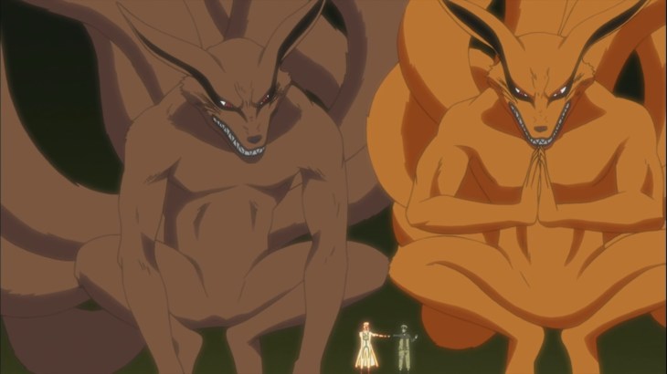 Naruto and Minato with two Kurama's