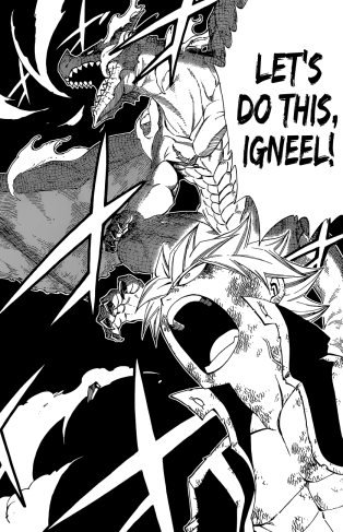 Natsu and Igneel battle