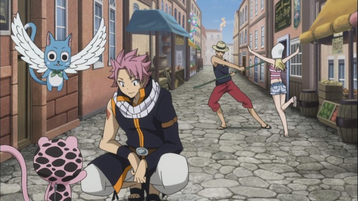 Natsu and others meet Frosch