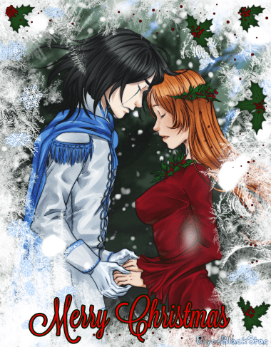 Ulquiorra and Orihime Christmas by elyonblackstar