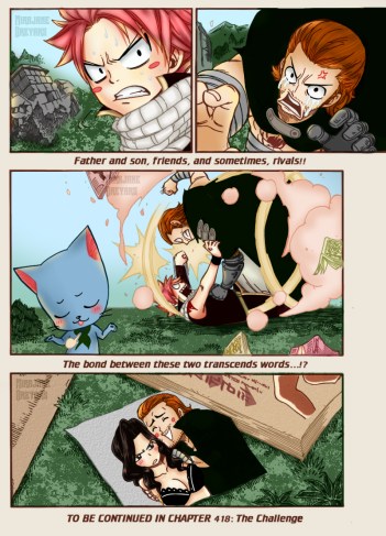 Fairy Tail 417 Natsu Happy Gildarts by genezizpa