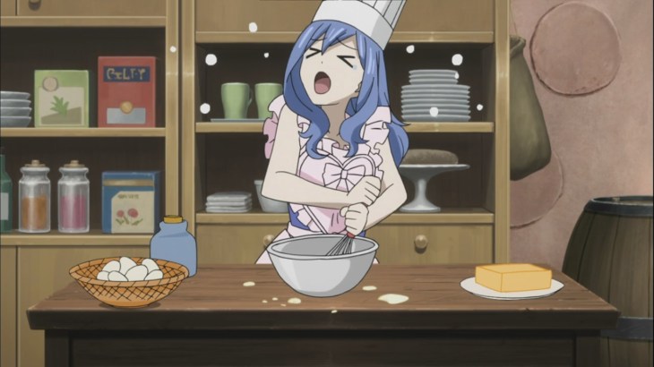 Juvia making a cake