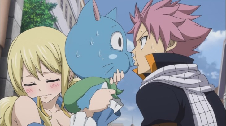 Natsu kisses Happy