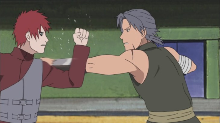 Shiro and Gaara practice fight