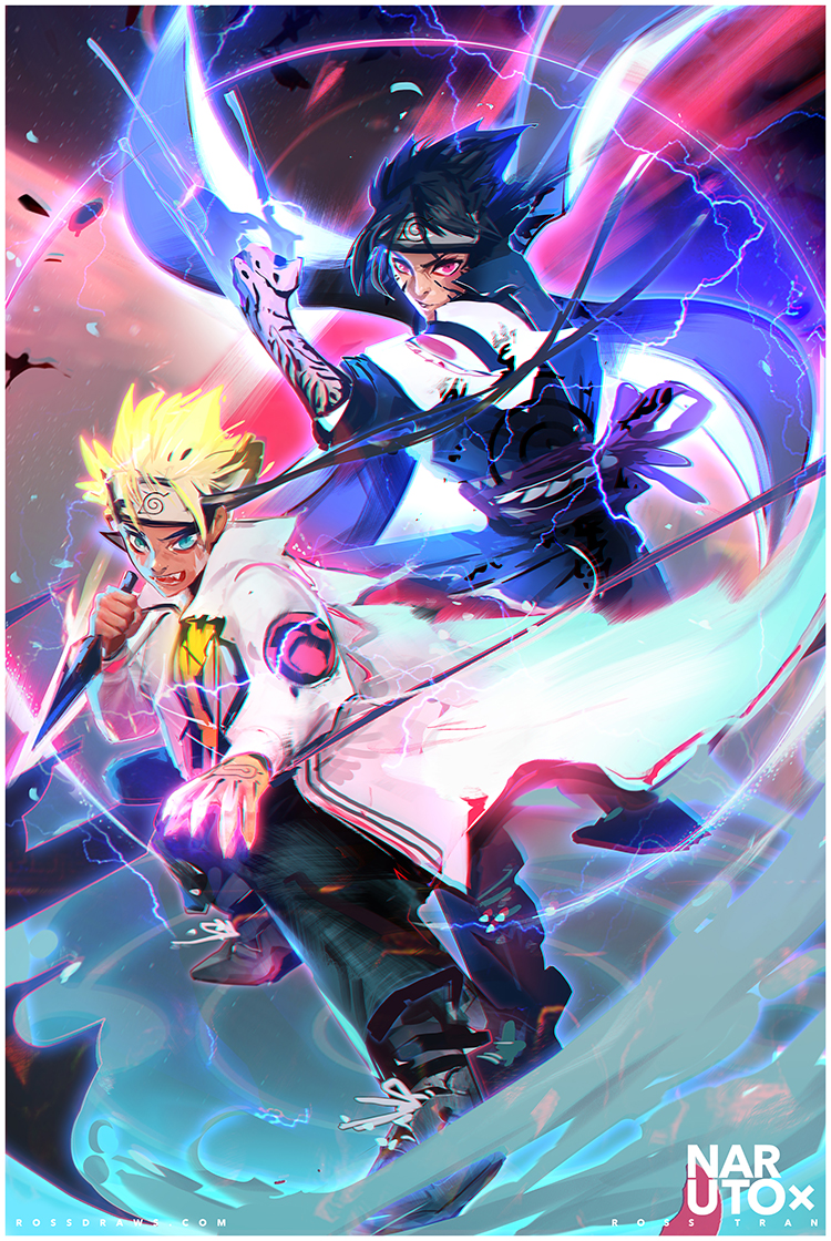 Naruto and Sasuke by rossdraws