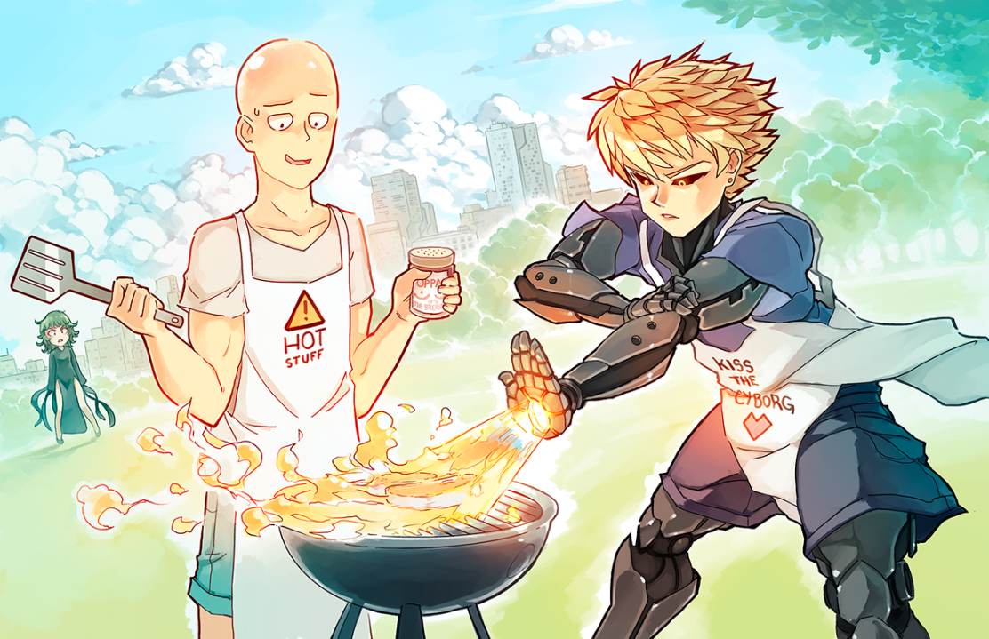 Saitama and Genos Cooking by rtil